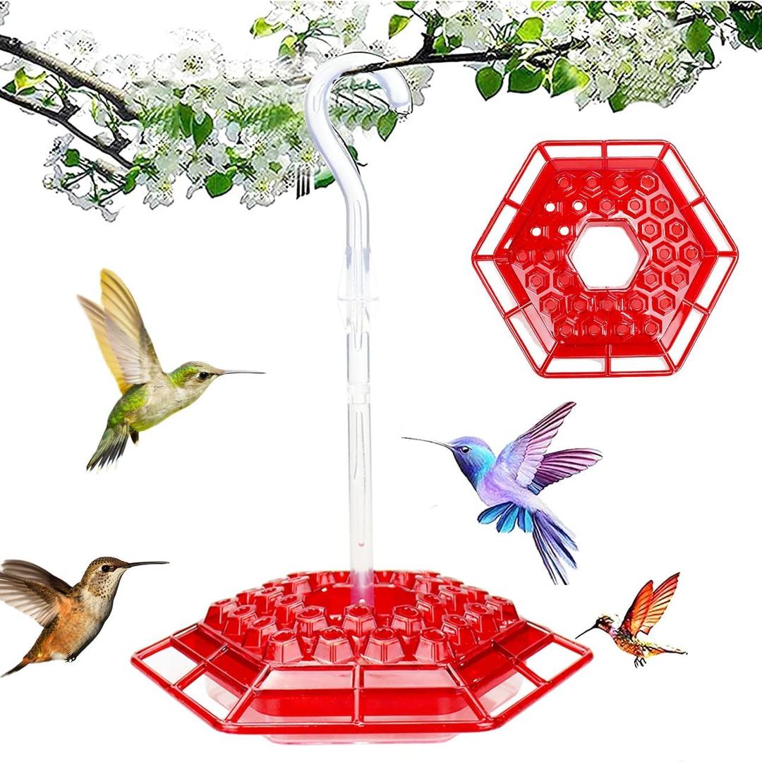 Mary's Hummingbird Feeder, 2022 New Hummingbird Feeders for Outdoors Hanging with Ant Moat Perch and 30 Feeding Ports, Ychirpy Hummingbird Feeder for Yard Garden Decoration (Red)