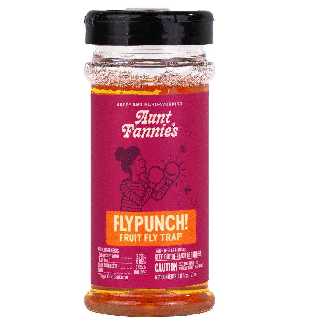 Aunt Fannie's FlyPunch Fruit Fly Trap for Indoor and Kitchen Use, Ready to Use, Made with Plant Based Ingredients, Safe Near Food, Each Bottle Lasts Up to 30 Days, Pack of 1, Packaging May Vary