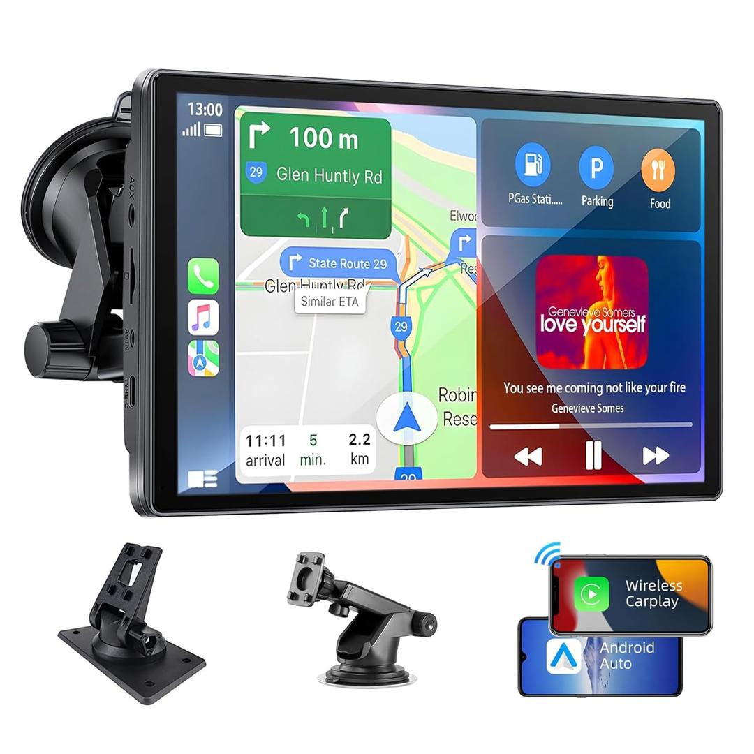 Portable Wireles Apple Carplay Android Auto Screen for Car,7 Inch Touch Screen Car Radio with Bluetooth,Voice Control,Car Paly for All Vehicle