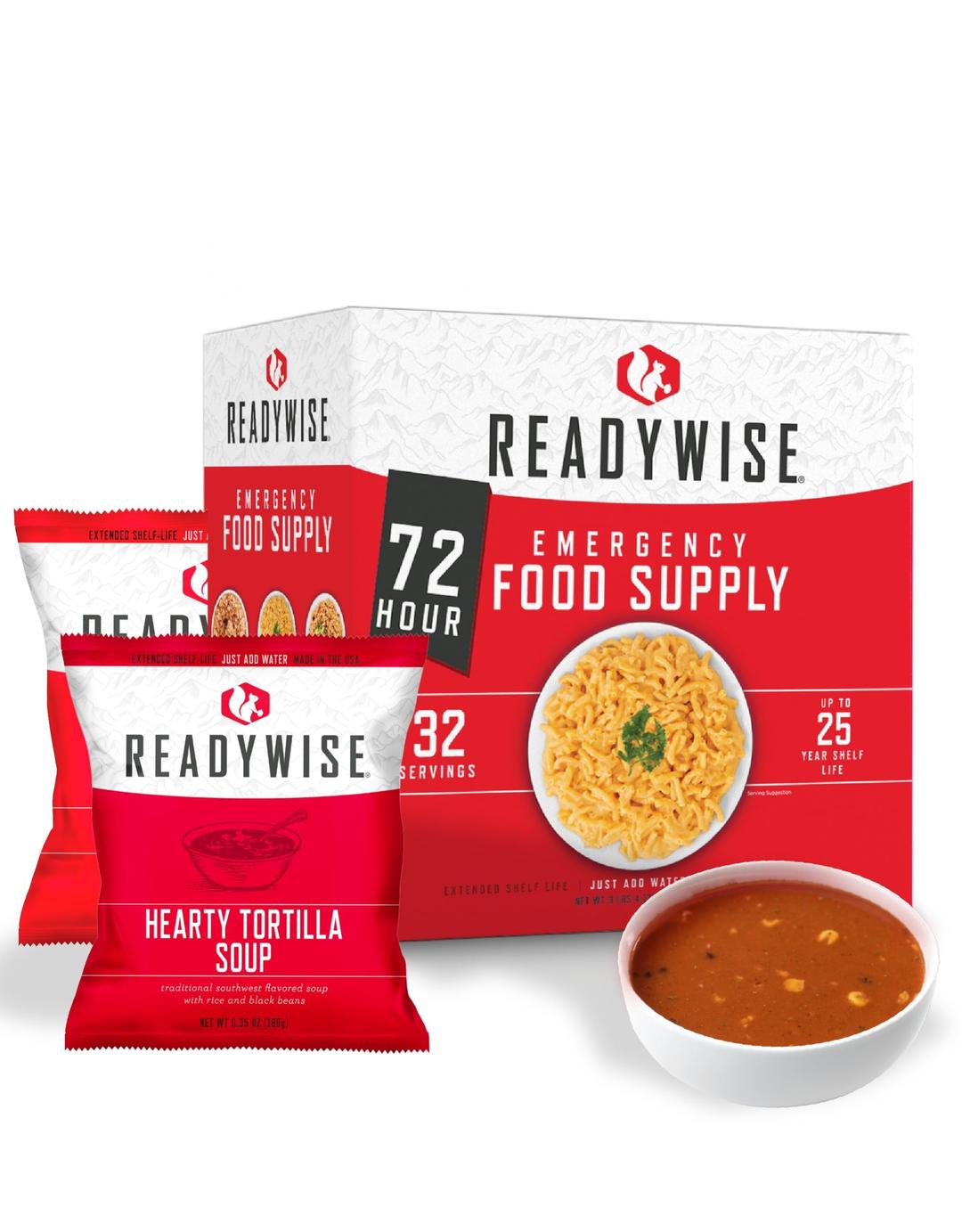 READYWISE - 72 Hours, 30 Servings, Emergency Food Supply, MRE, Pre-made, Freeze-Dried, Survival Food, Meal Essentials for, Camping, Hiking, and, Emergencies, Individually Packaged, 25-Year Shelf Life