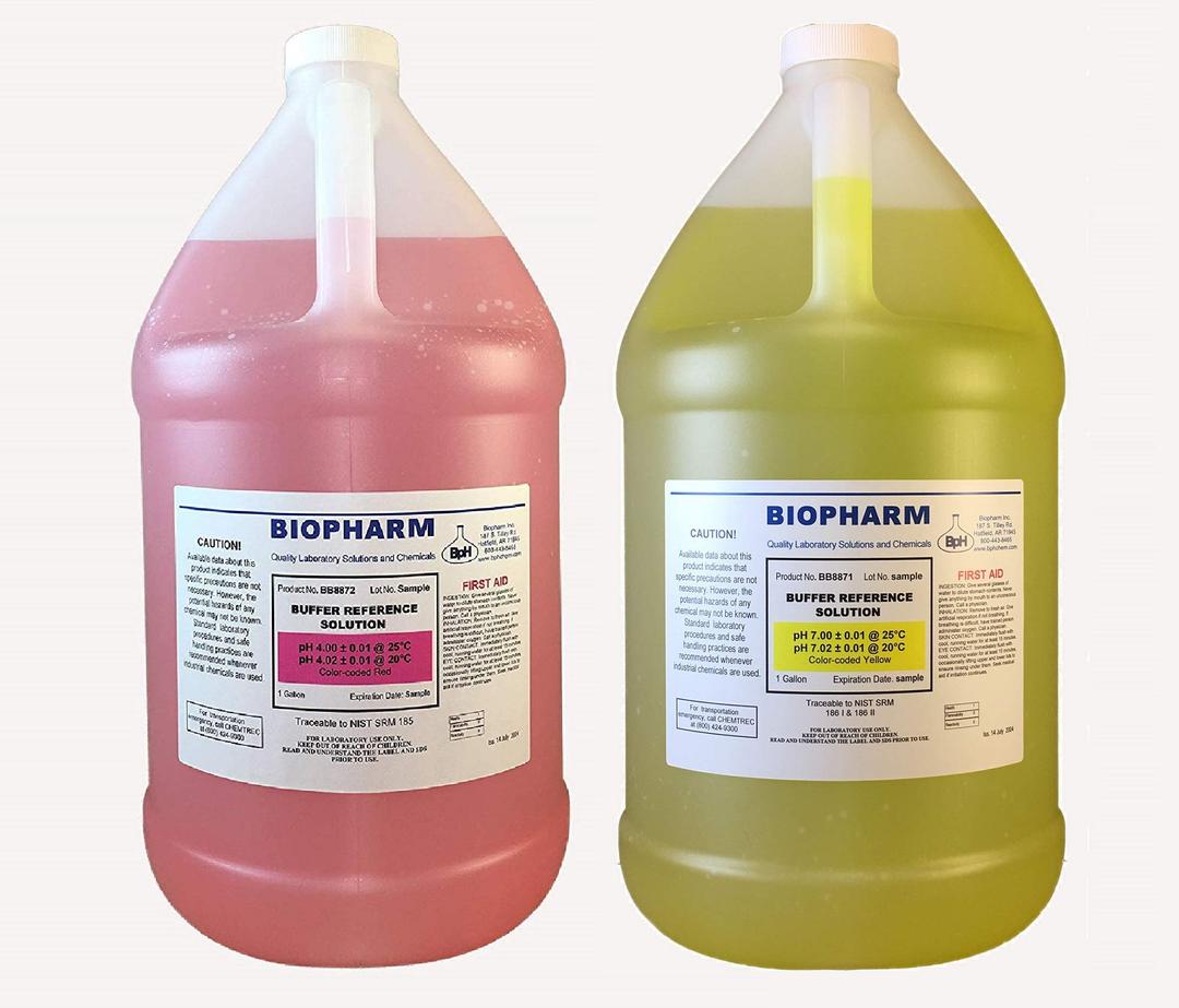 pH Buffer Calibration Solution 2-Pack — 1 Gallon Each: pH 4.00 and pH 7.00 — NIST Traceable Reference Standards for All pH Meters