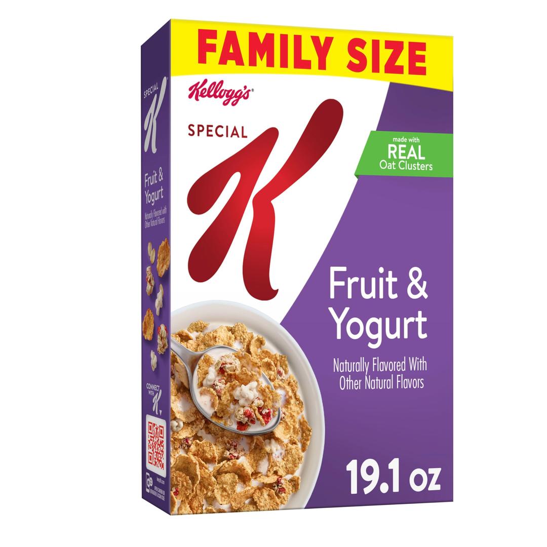 Kellogg's Special K Breakfast Cereal, Family Breakfast, Fiber Cereal, Family Size, Fruit and Yogurt, 19.1oz Box (1 Box)