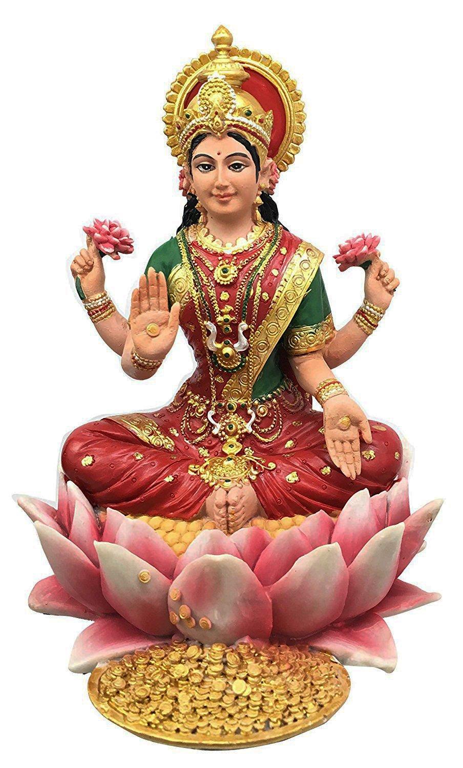 PT Pacific Trading Lakshmi Hindu Goddess on Lotus Statue Sculpture