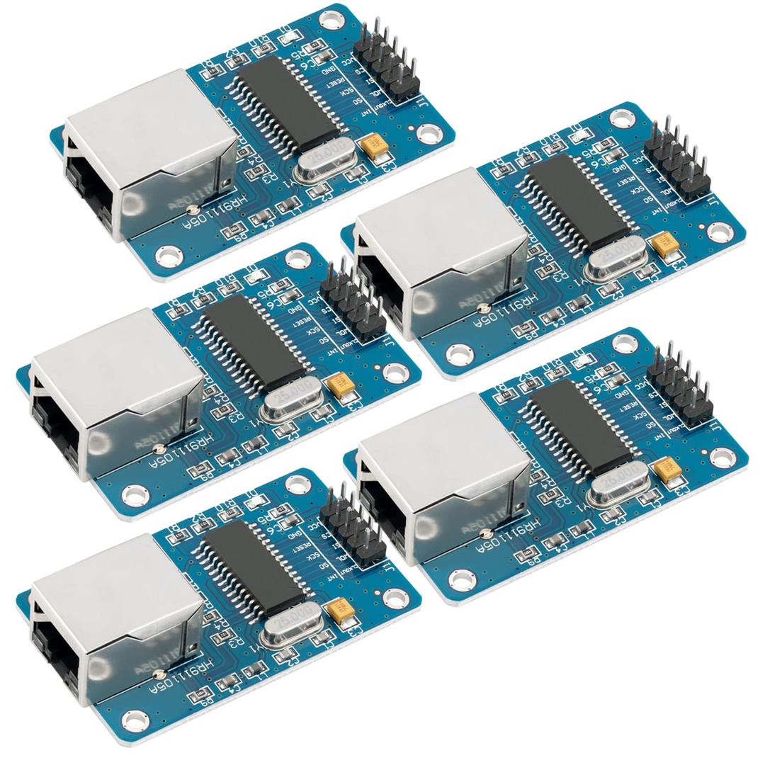 AZDelivery 5 x ENC28J60 Ethernet Shield LAN Network Module compatible with Arduino Including E-Book!