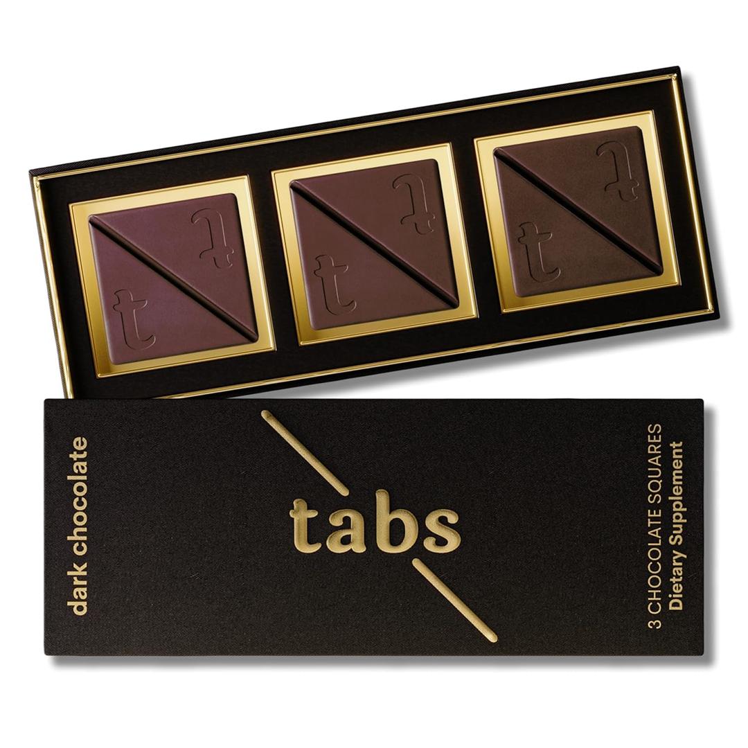 Tabs Chocolate Squares for Couples (1 Box) - Dark Chocolate Bar to Improve Mood - Vegetarian, Gluten-Free for Men & Women