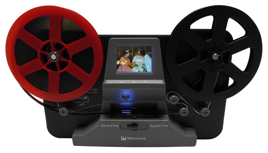 Wolverine Reel Converter Scanner to Convert Film into Digital Videos. Frame by Frame Scanning to Convert 3 inch and 5 inch 8mm Super 8 Film reels into 720P Digital