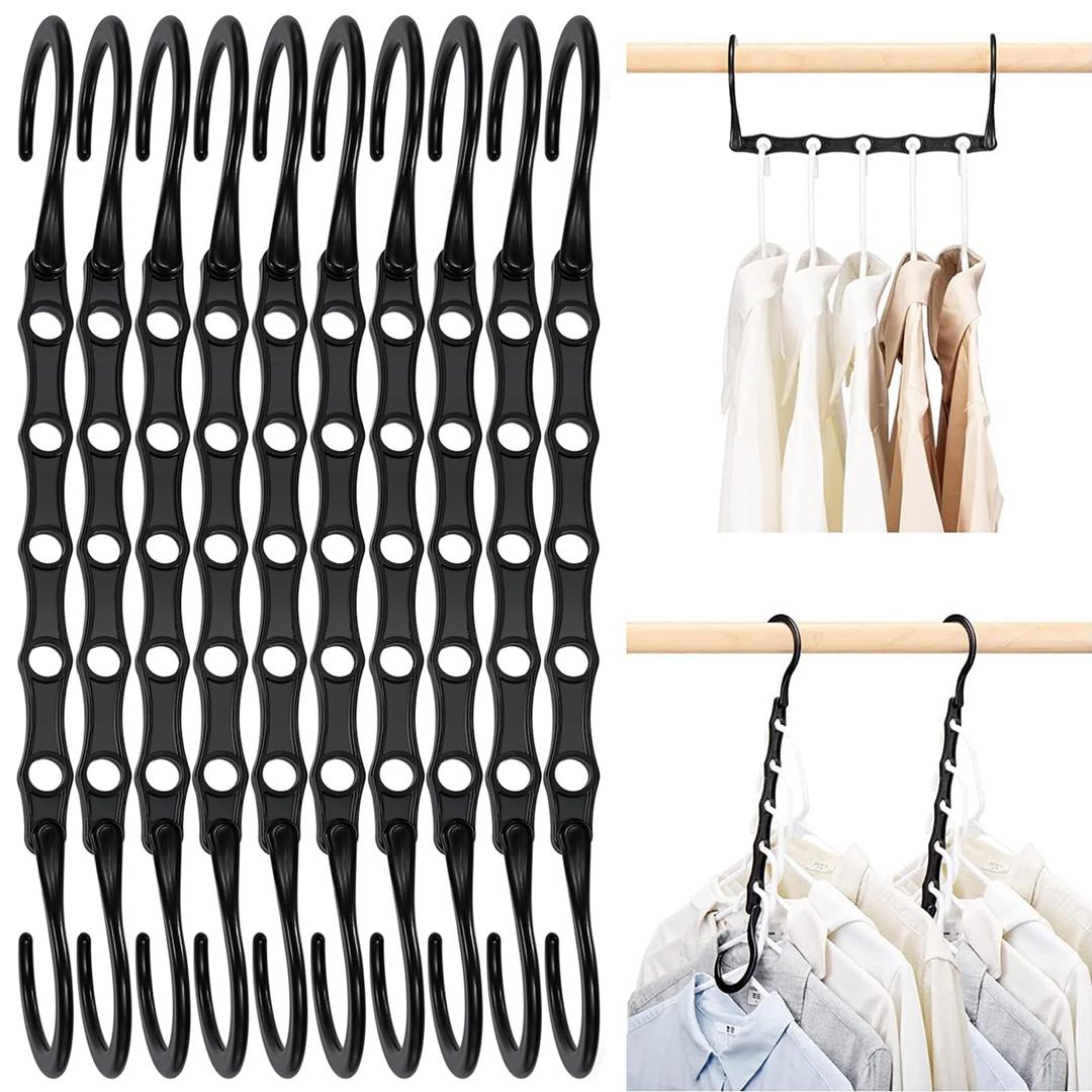 HOUSE DAY Space Saving Hanger 20 Pack Sturdy Black Magic Hangers for Closet Organizers and Storage for Heavy Clothes, Dorm Room Bedroom Home RV Car Camper Organization Essentials