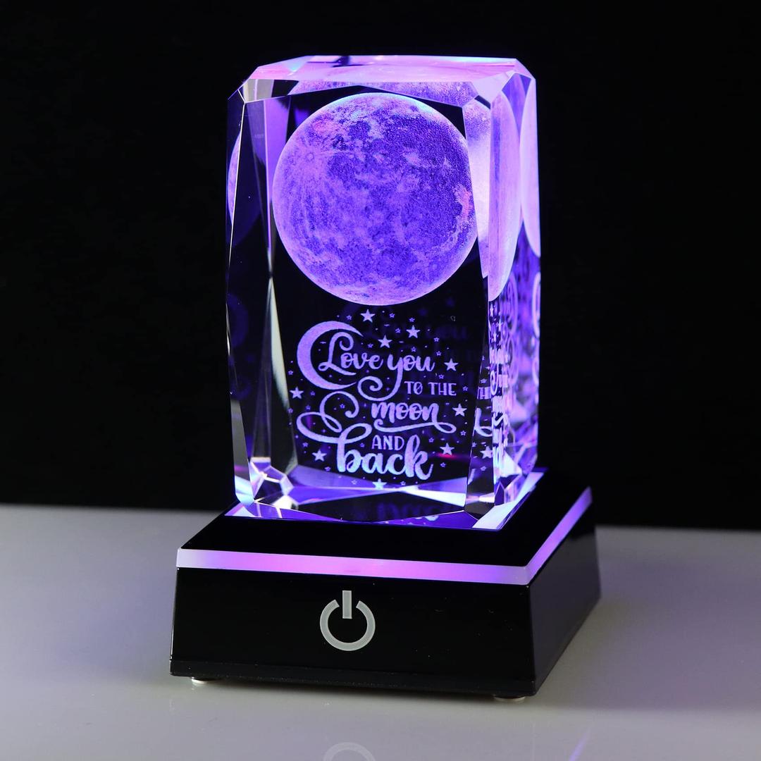 Gifts for Mom from Daughter Mothers Day - Anniversary Wedding Gifts for Couples Her Crystal Engrave I Love You to The Moon and Back Gifts - Unique Birthday Valentines Gifts Her Girlfriend MOM