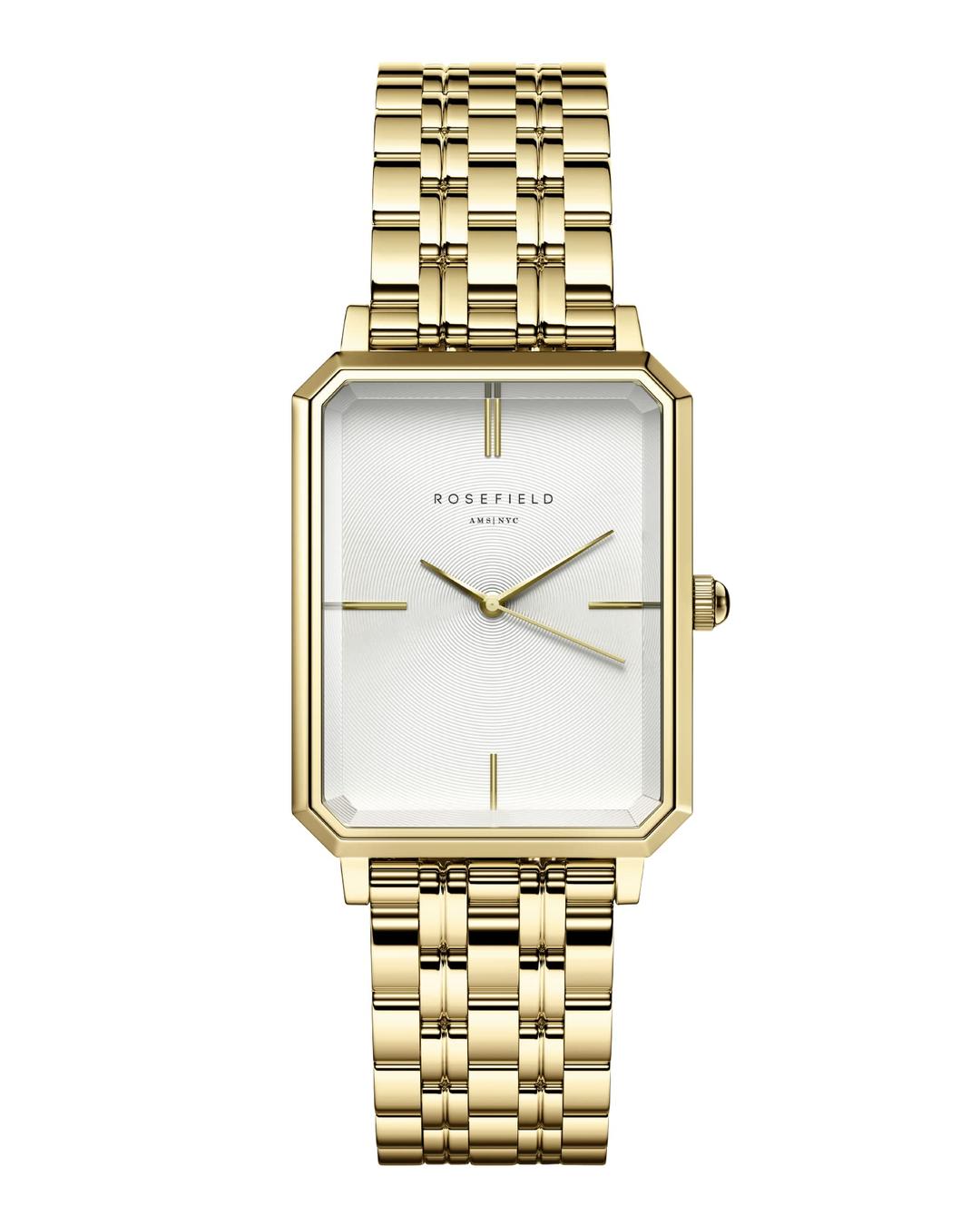 Rosefield The Octagon White Sunray Steel Gold ladies Watch OCWSG-O40