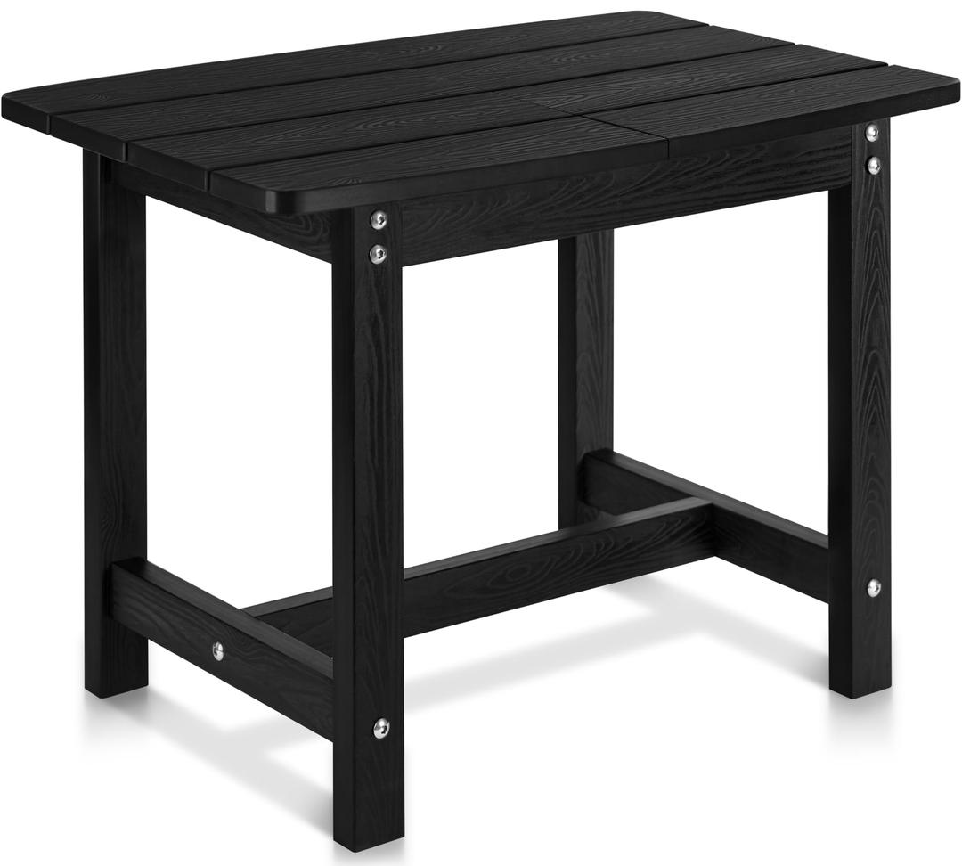 Y&M Adirondack Outdoor Side Table, HIPS Patio End Table, Waterproof Outside Table, Balcony Modern End Tables 23.5" inch Long for Garden, Pool, Beach, Porch, Deck, Indoor or Outdoor Use, Black