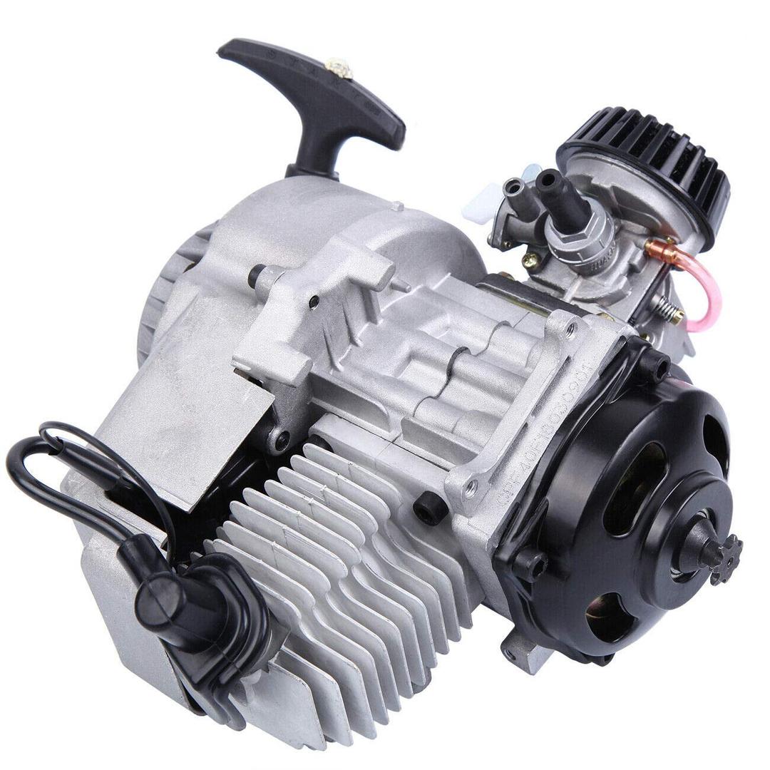 47cc 49cc Mini Engine 2-Stroke Motor Pull Start Engine Single Cylinder Motor Air Cooled Complete Engine Kit for Pocket Bike Mini Dirt Bike ATV Scooter 30:1