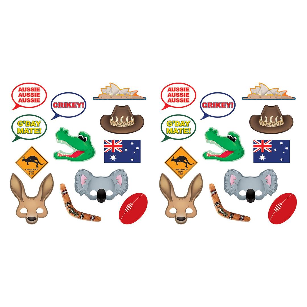 Beistle 54953, 24 Piece Australian Photo Fun Signs, 6.5" to 11", Multicolored