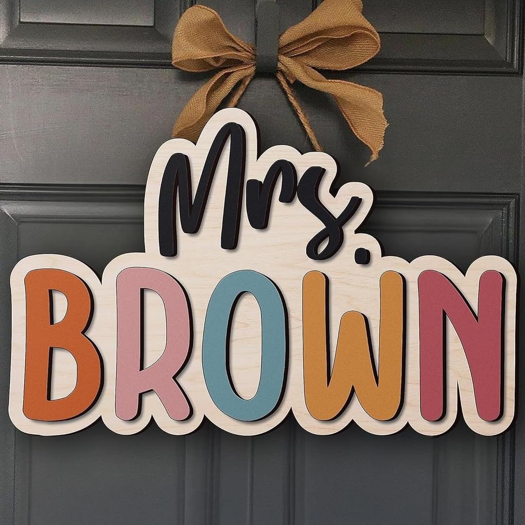 CleveFitPersonalized Teacher Name Door Sign, Welcome Sign Wooden Hanging Plaque, Classroom Door Sign, Door Signs For Teachers, Teacher Appreciation Gifts, Personalized Teacher Gifts DT01