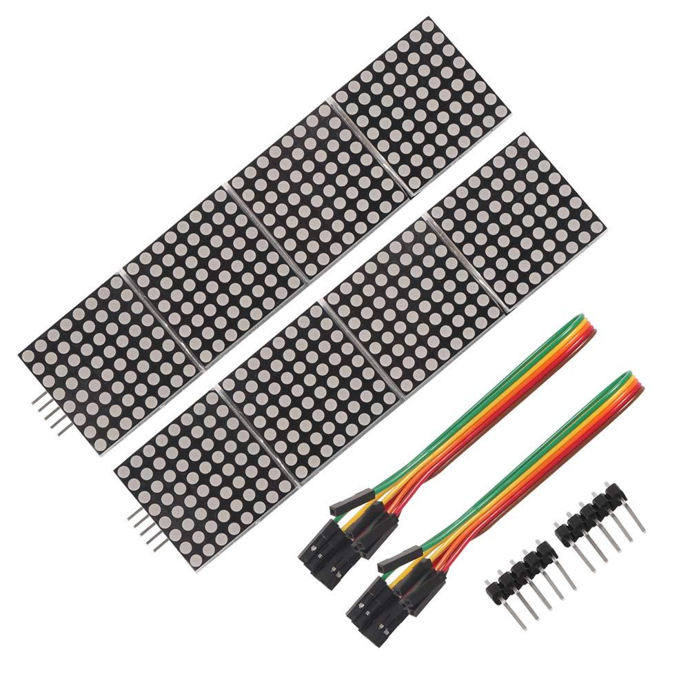 Organizer 2pcs MAX7219 Dot Matrix Module for Arduino Microcontroller 4 in 1 Display with 5pin Line (Red)