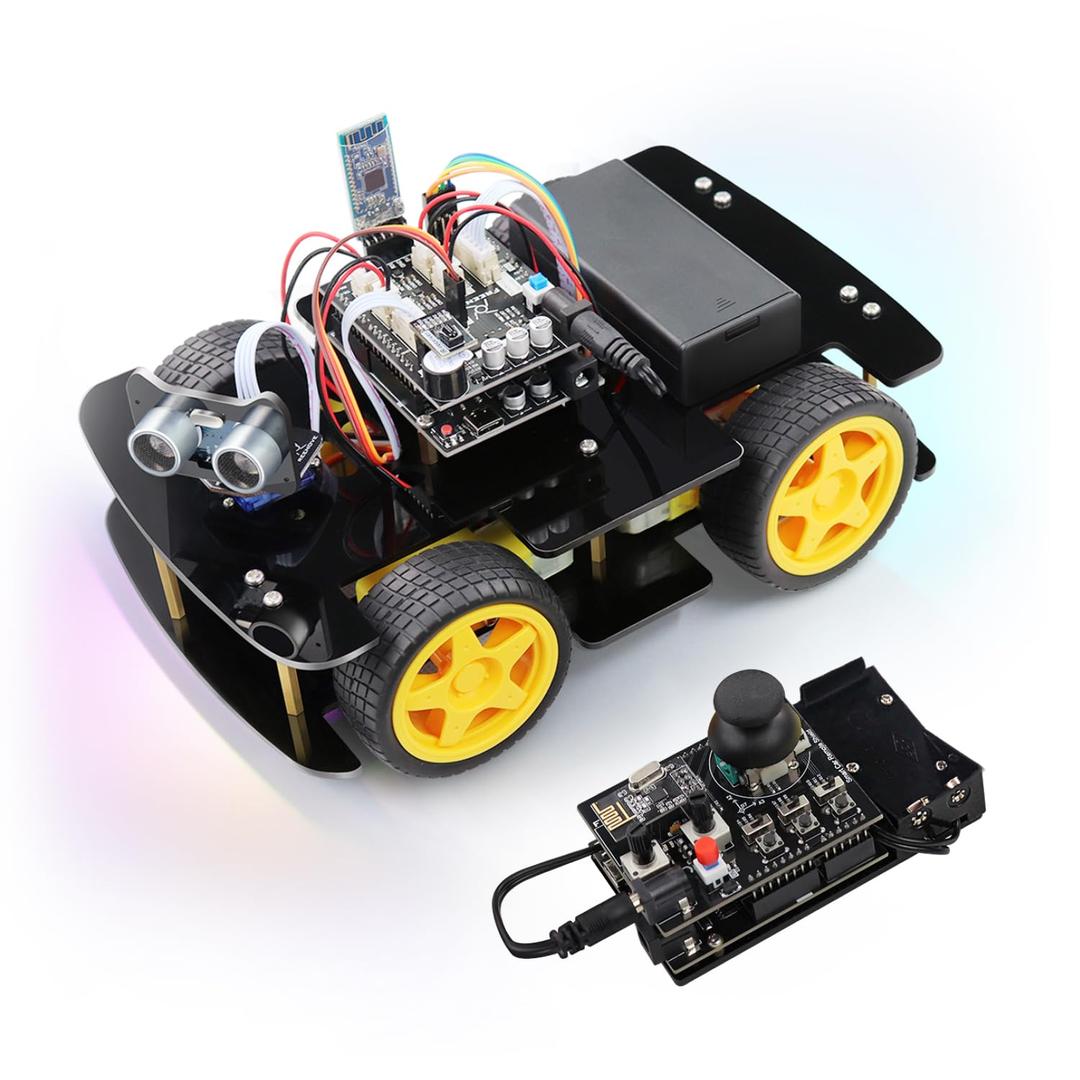 FREENOVE4WD Car Kit with Remote (Compatible with Arduino IDE), Line Tracking, Obstacle Avoidance, Ultrasonic Sensor, Wireless Control Motor Servo