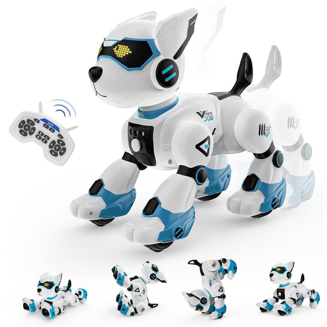 Robot Dog Toys for Kids Remote Control Interactive Robotic Pet Smart Programmable Puppy Electric Intelligent Robo Perro with Voice Control RC Music Imitation Animals Toy Girls Boys Gift (Blue)