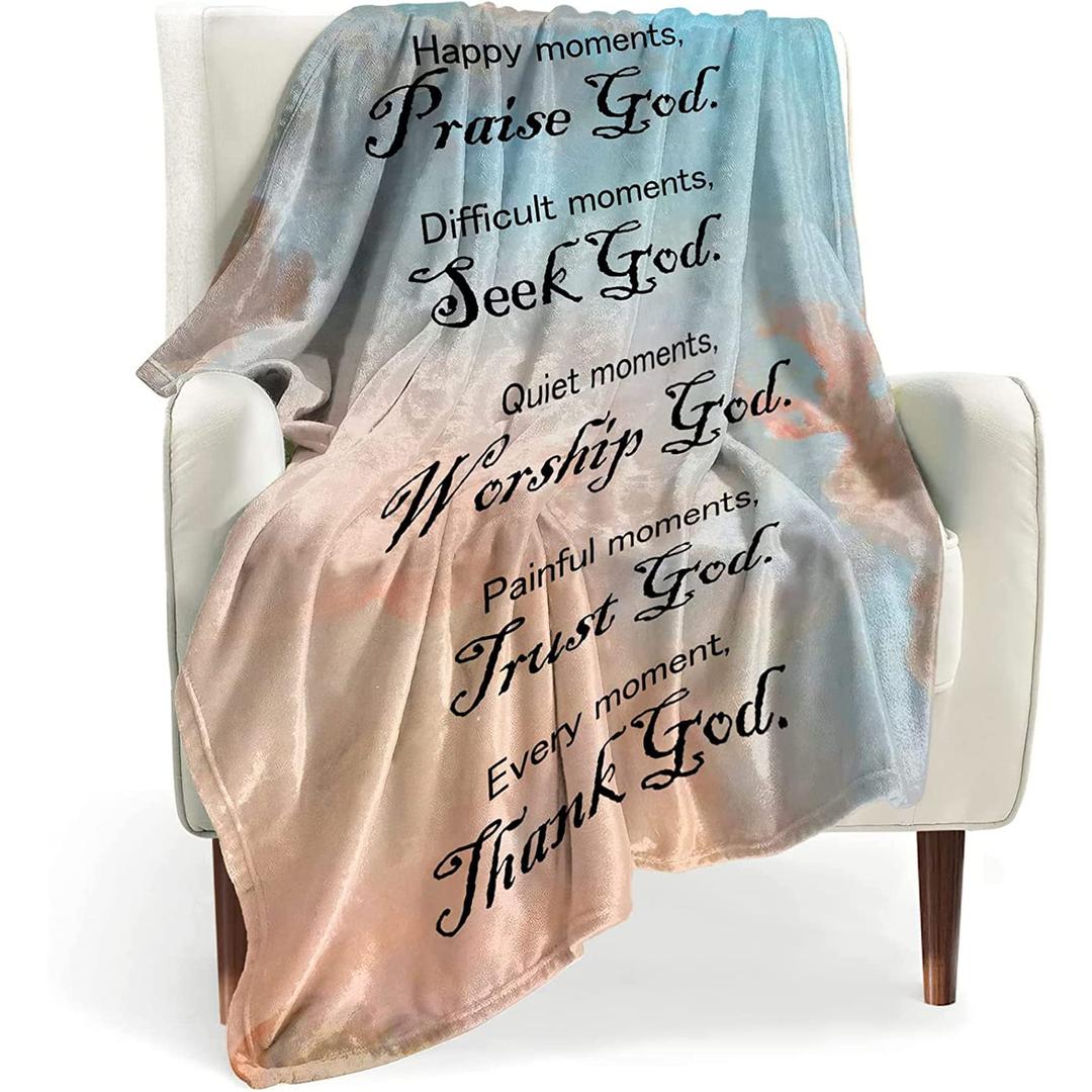 BOOPBEEP Christian Gifts for Women Inspirational Friendship Gifts Healing Spiritual Throw Blanket with Religious Thoughts and Prayers Birthday Caring Get Well Gifts for Women & Men 40x50 Inch Throws