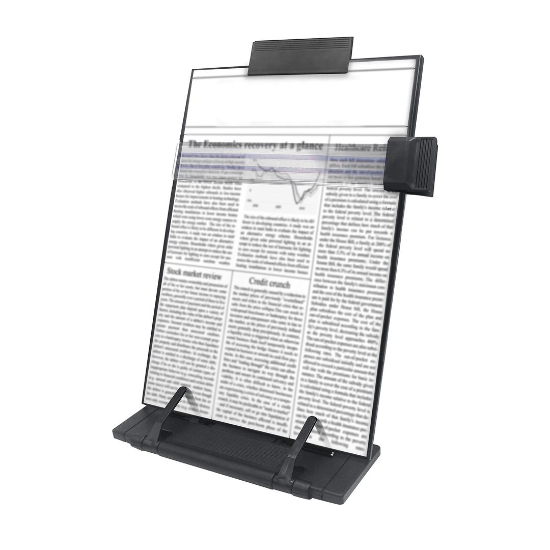 Keenjorika Desktop Document Book Holder with 7 Adjustable Positions, Black Document Holder for Desk, Paper Holder Copy Stand Holder for Speech, Paper Holder Stand for Desk Typing, Angle Adjustable