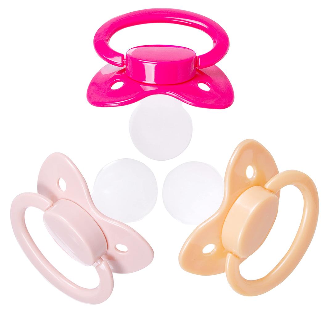 The Classic Original adult Sized Pacifier Dummy - Three Color Pack - Hot Pink | Flamingo Pink | Caramel Yellow