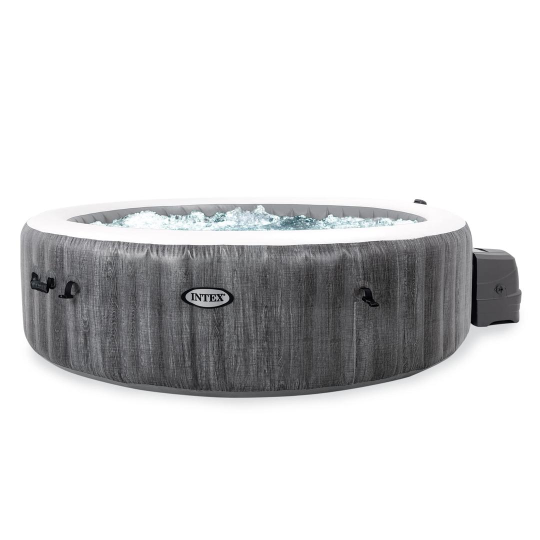 INTEX 28441EP PureSpa Greywood Deluxe Spa Set: Includes Energy Efficient Spa Cover – Spa Control App – Wireless Control Panel – 6 Person Capacity – 85" x 28"