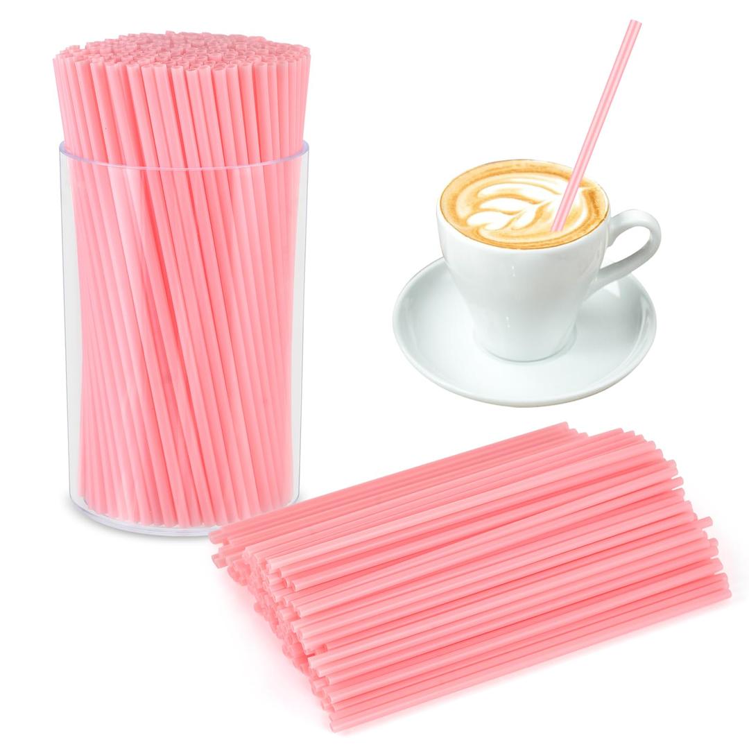 500 Pcs Pink Coffee Stir Sticks Set Coffee Stirrers Holder Acrylic Stir Stick Holder Bar Straws Cocktail Straws Drink Stirrers for Coffee Bar Cocktail Milk Tea Restaurant Home Kitchen Party Supplies