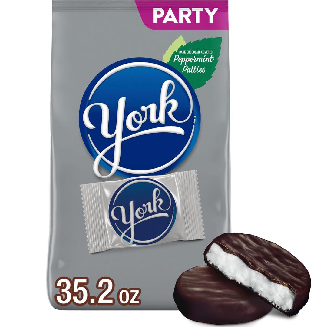 YORKDark Chocolate Peppermint Patties, Christmas Candy Party Pack, 35.2 oz