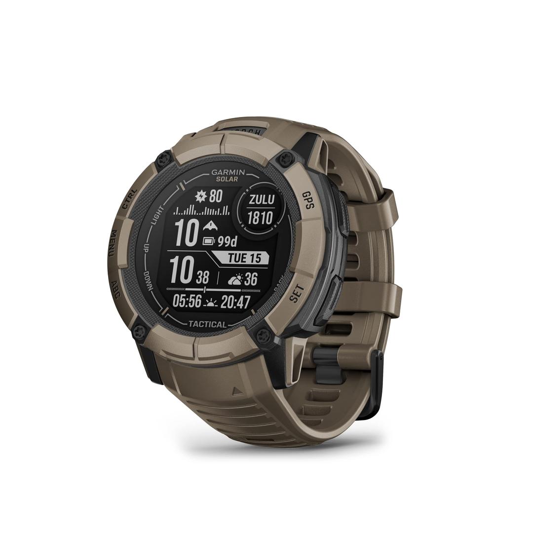 GarminGarmin Instinct 2X Solar - Tactical Edition, Rugged GPS Smartwatch, Built-in Flashlight, Ballistics Calculator, Solar Charging Capability, Coyote Tan