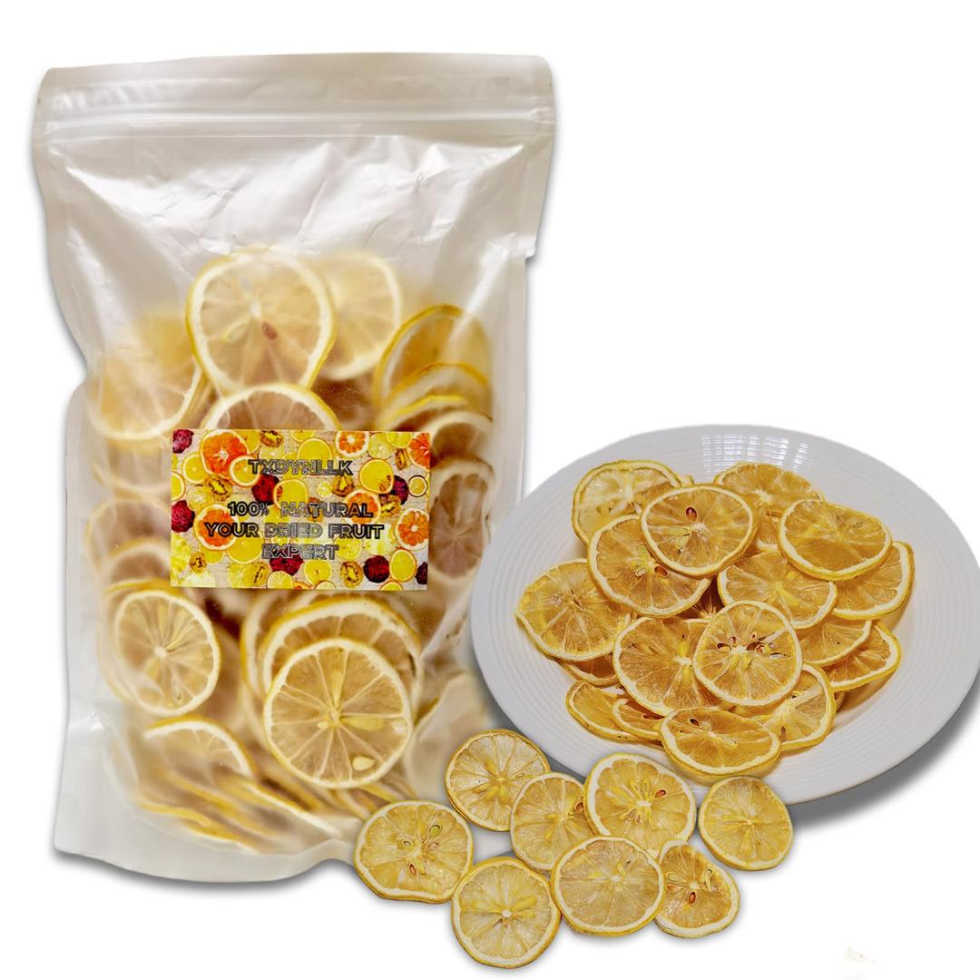 TXDYNLLK Dried Lemon Slices - Perfect for Fruit Tea, Cocktails, and Baking - Sweet Wheels for Garnish, No Added Sugar, Bursting with Zesty Flavor - Premium Quality Lemon Delight 3.53oz(100g)