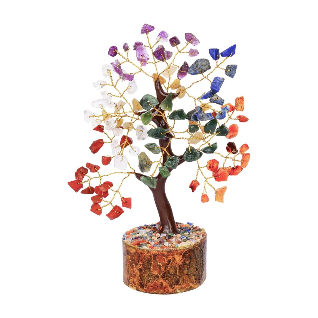 YATSKIA Seven Chakra Tree - Crystal Tree of Life - House Warming Gifts New Home - Chakra Stones - Gemstones and Crystals - Crystal Decor - Chakra Decor - Crystal Gifts for Women - Gemstone Tree