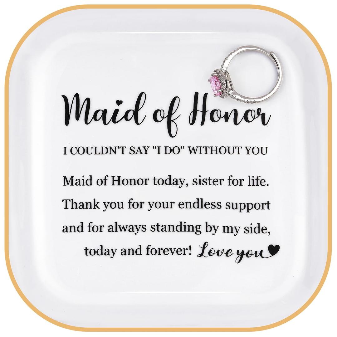 Bridesmaid Gifts Ring Dish - Maid of Honor Today, Sister for Life - Wedding Bridal Shower Bachelorette Gifts for Bridesmaid, Maid of Honor Proposal from Bride