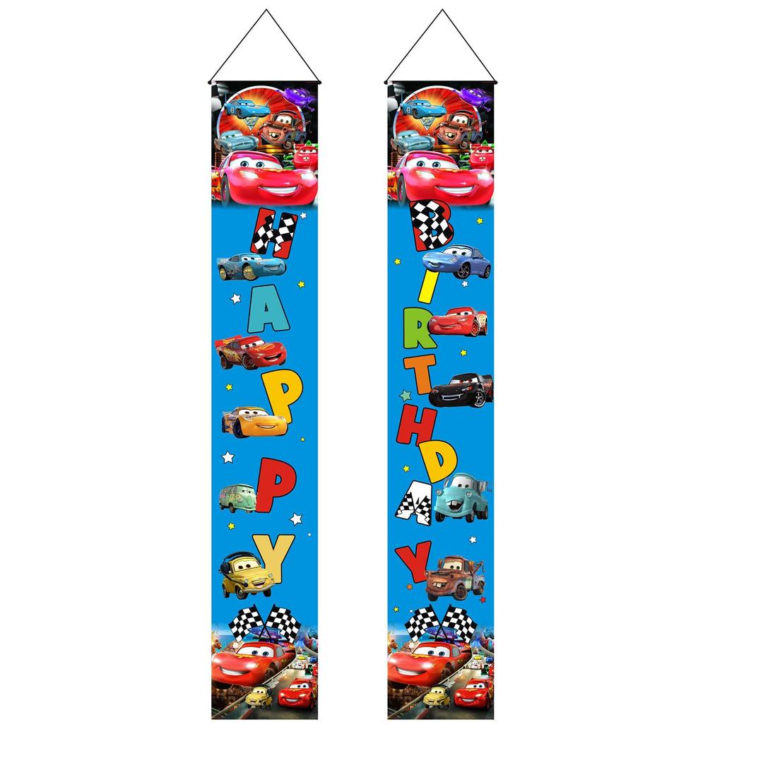 Race Car Happy Birthday Banner Racing Car Porch Sign Happy Birthday Yard Sign Race Car Birthday Party Supplies Party Backdrop for Race Car Party Decorations