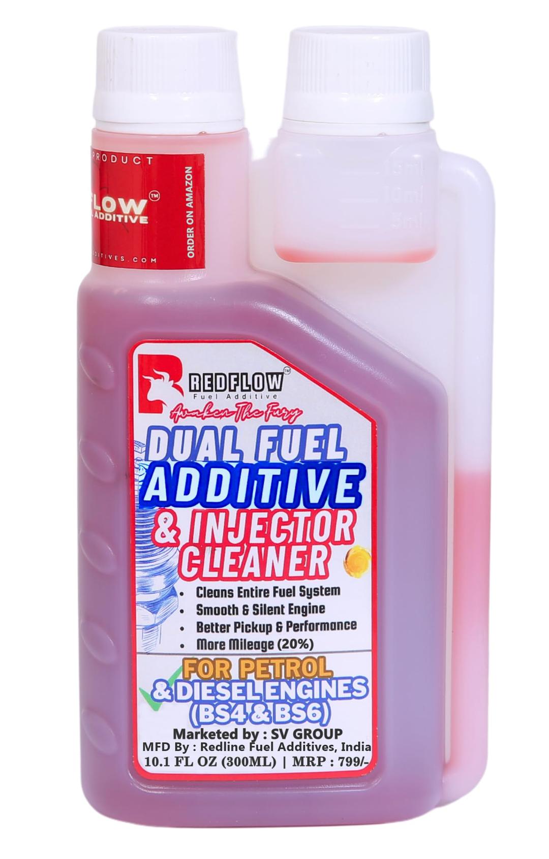 Red Flow Diesel & Petrol Additive | Injector Cleaner (300ML), Treats 60L Diesel & 150L Petrol, for All Cars, Bikes, Scooters. Keeps Engine Clean, Improves Engine Smoothness, Fuel Economy & Pickup.