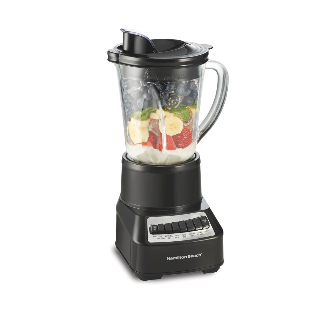 Hamilton BeachWave Crusher Blender For Shakes and Smoothies With 40 Oz Glass Jar and 14 Functions, Ice Sabre Blades & 700 Watts for Consistently Smooth Results, Black & Stainless Steel (54220)