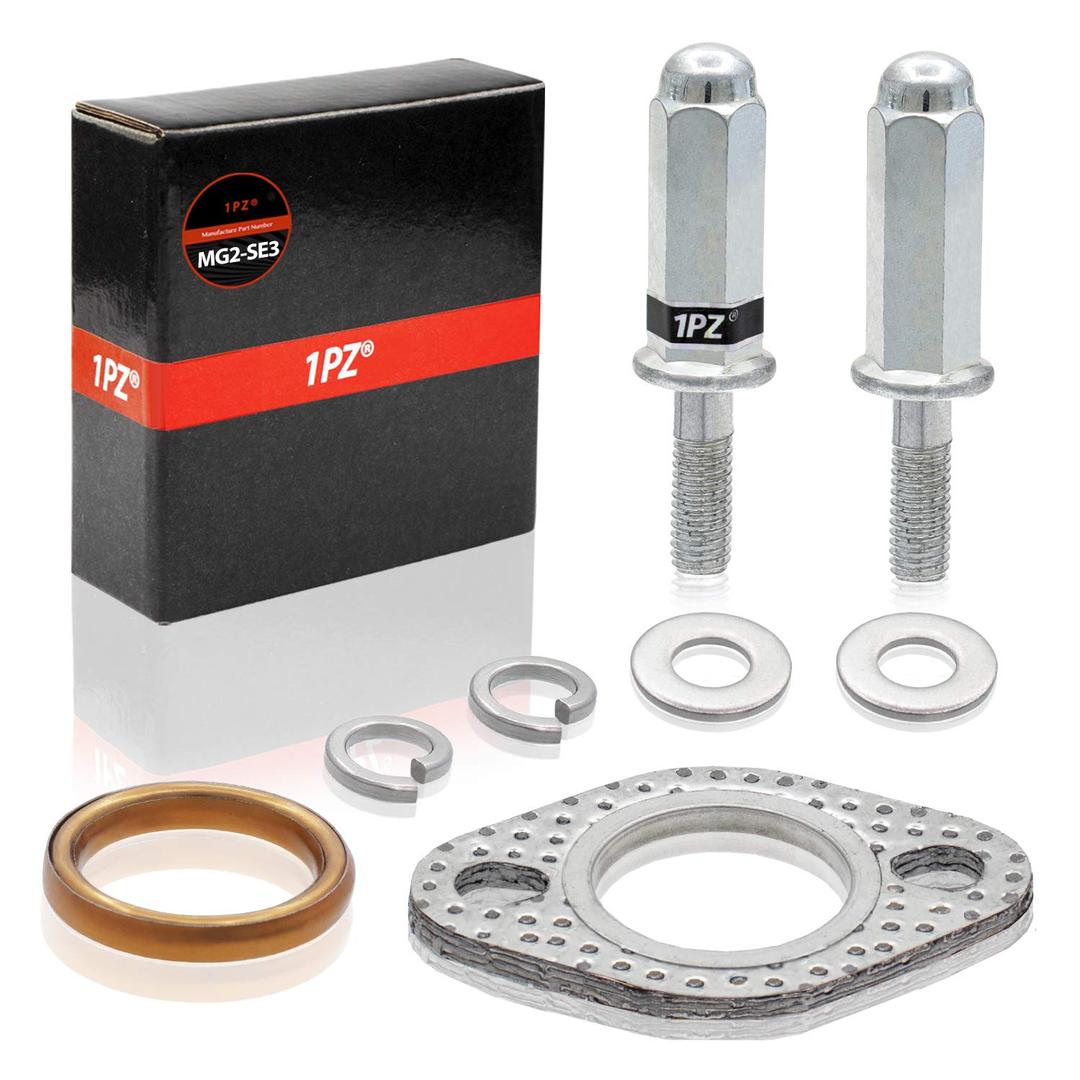 1PZMG2-SE3 Premium Exhaust Bolt and Gasket for GY6 50cc 70cc 90cc 110cc 125cc 150cc GMB139 Engine Scooters ATV (Silver)