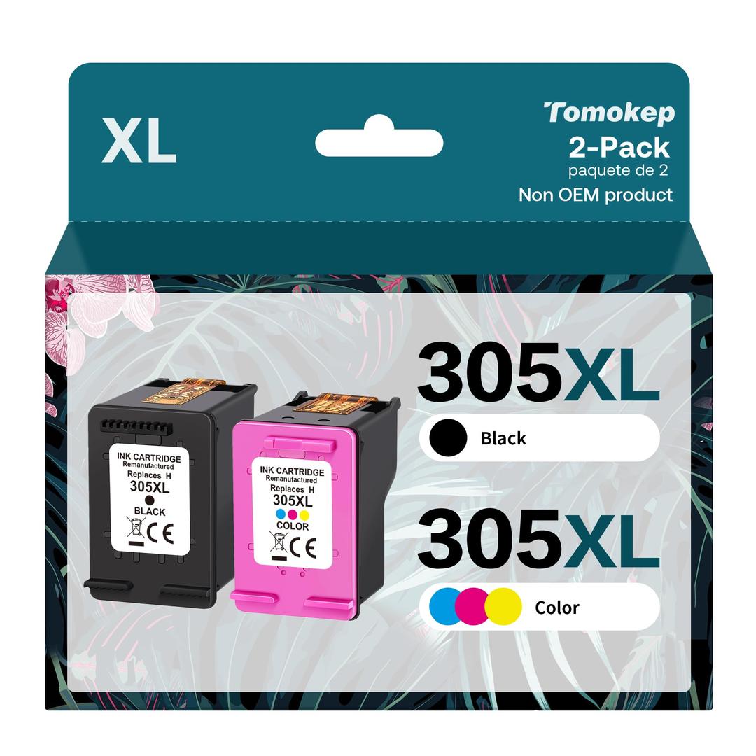 Tomokep 305XL Ink Cartridges Replacement for 305 Ink Cartridges Black and Colour,for Deskjet 2700 2710 2720 2722 2724 Plus 4100 4120 4130 Envy 6000 6010 6020 6022 6030 6032 6034 Pro 6400 6432