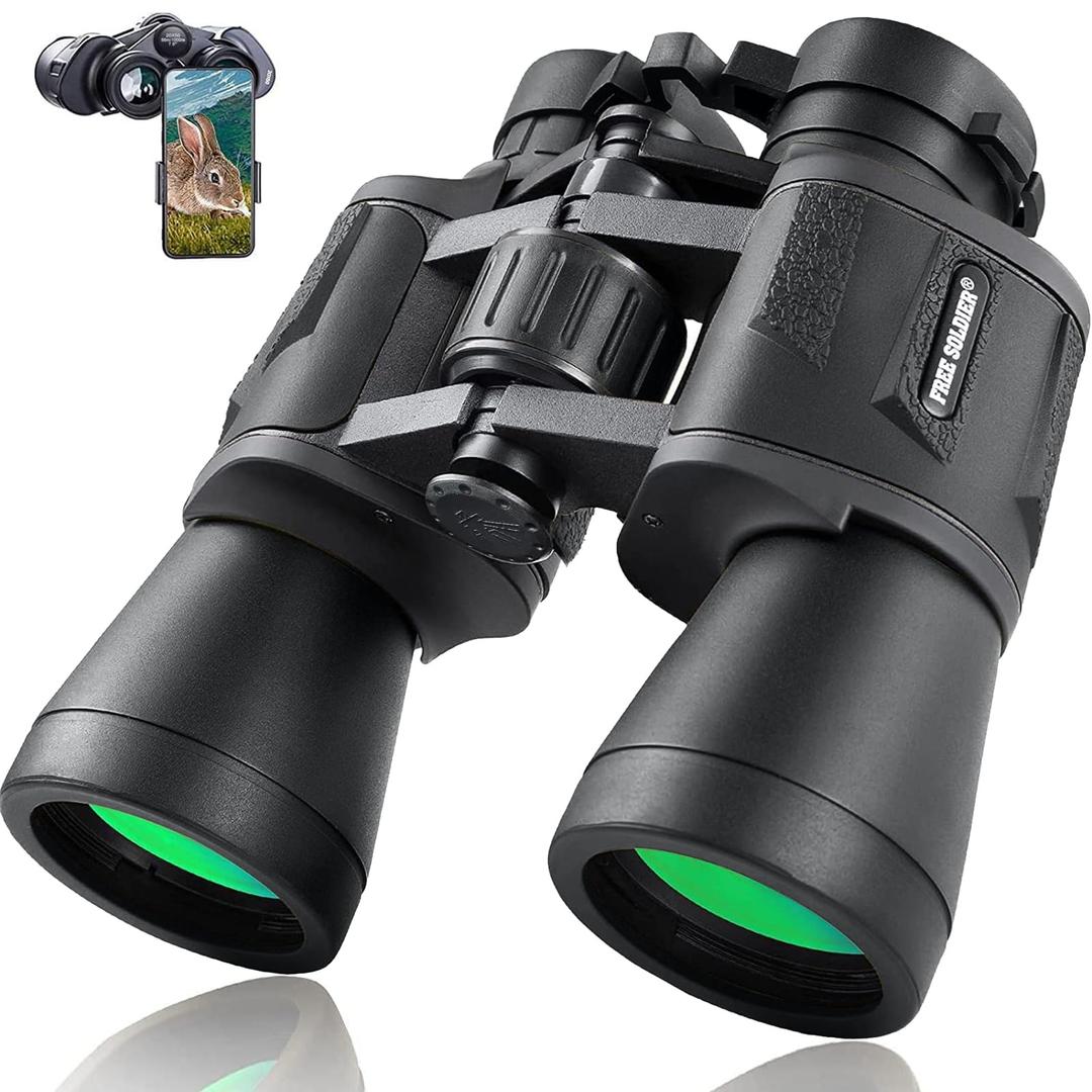 Binoculars for Adults - 20x50 High Power Binoculars for Bird Watching 28mm Large Eyepiece Waterproof Binoculars Hunting Hiking Concert Travel with Smartphone Adapter BAK4 Prism FMC Lens, Black