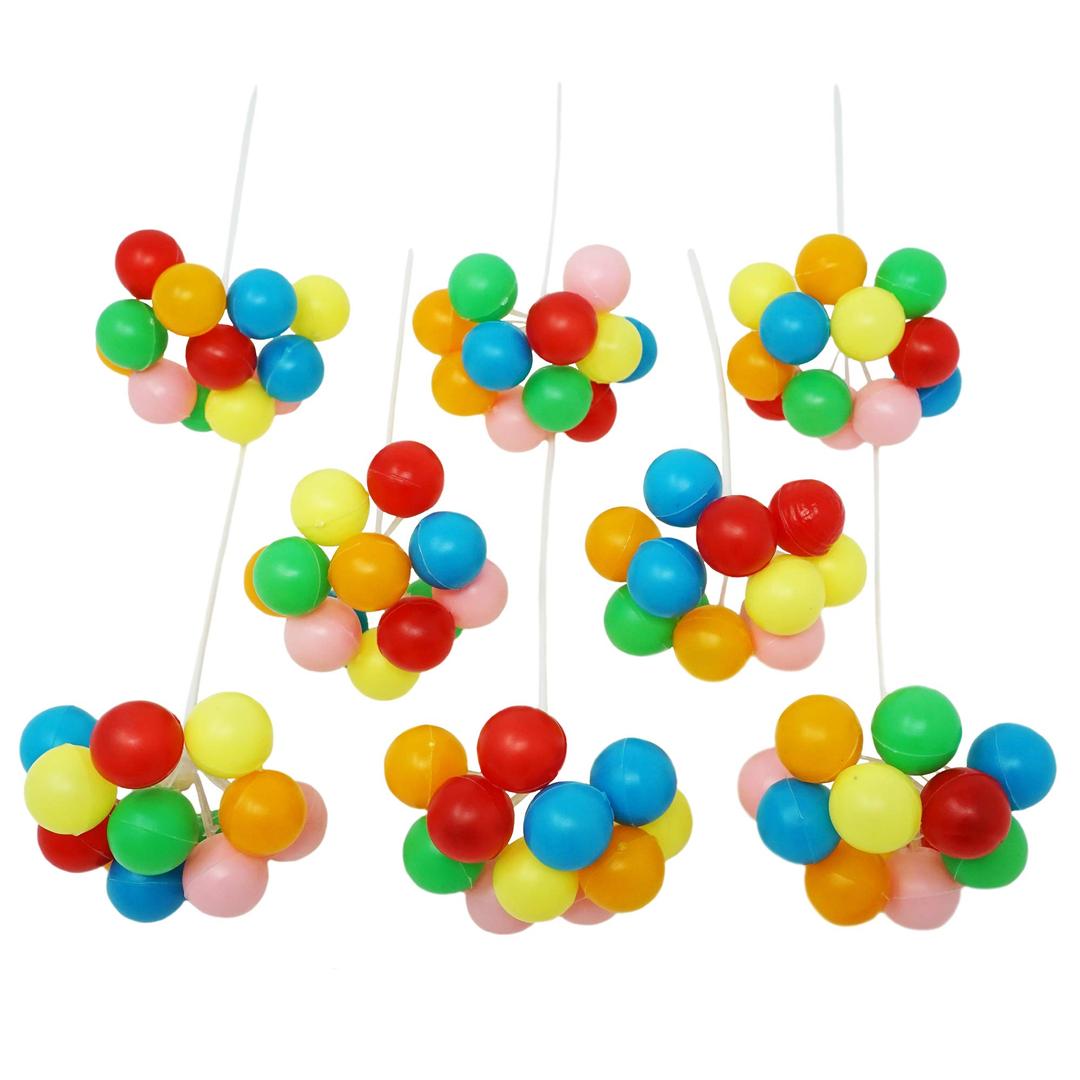 Rainbow Balloon Cluster Cake & Cupcake Decorative Topper & Pick - 8 Clusters Per Pack, 7 Inch Long