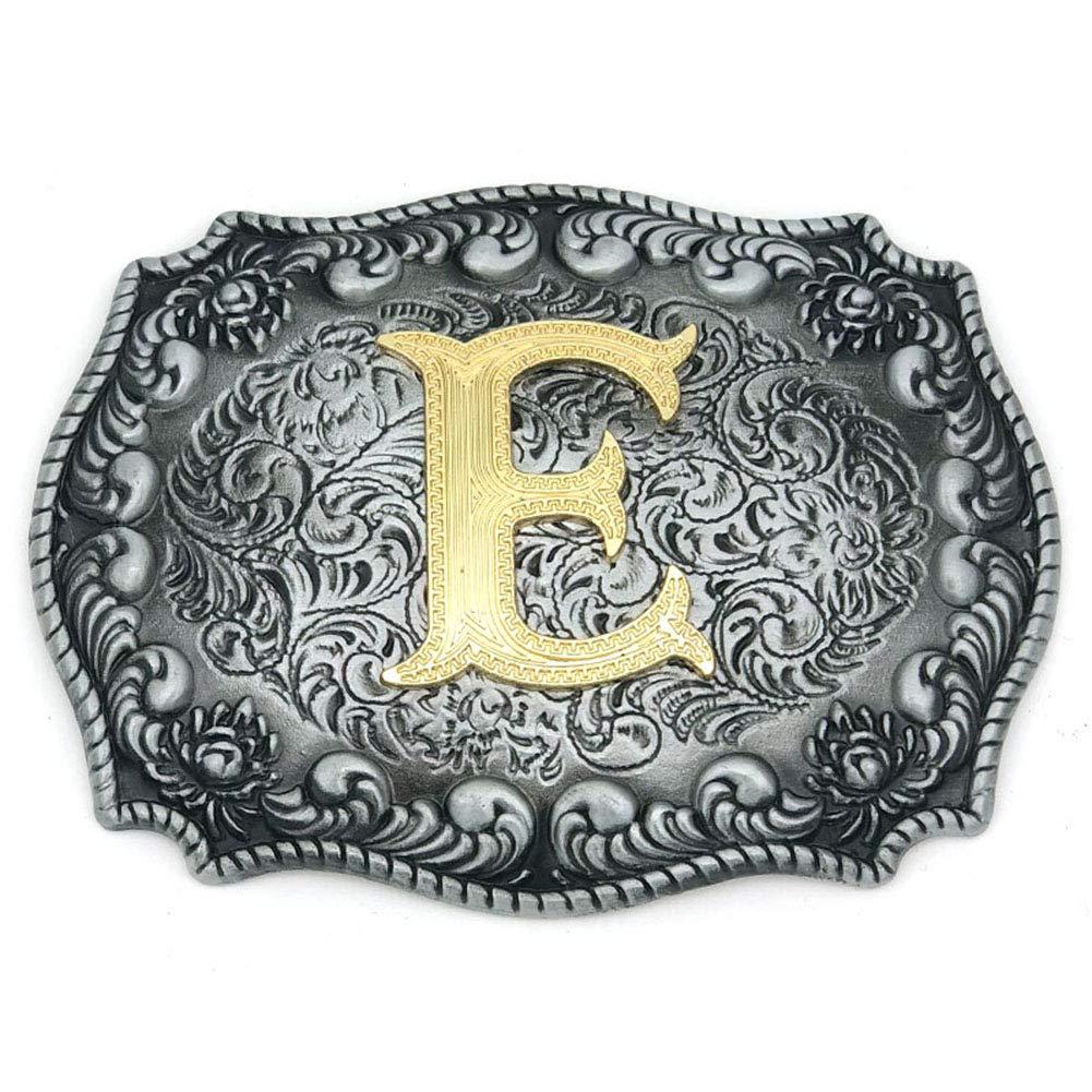 HUABOLA CALYNWestern Belt Buckle Initial Letters ABCDEFG to Y-Cowboy Rodeo Silver Large Belt Buckle for Men Women