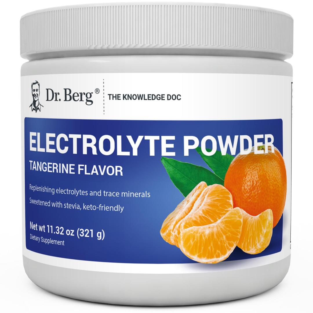 Dr. Berg Zero Sugar Hydration Keto Electrolyte Powder - Enhanced w/ 1000 mg of Potassium & Real Pink Himalayan Salt (NOT Table Salt) - Tangerine Flavor Hydration Drink Mix Supplement - 50 Servings