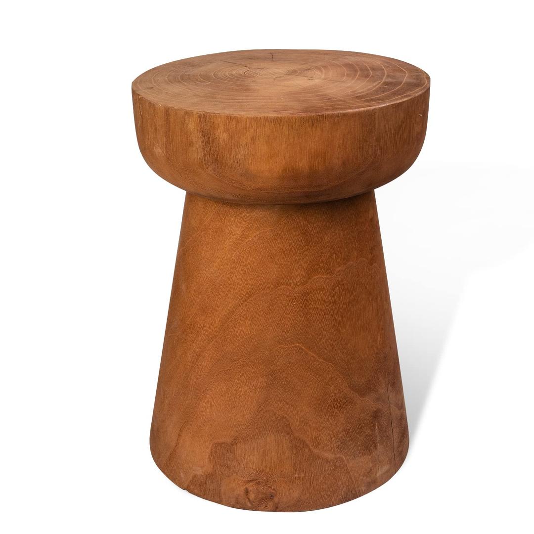 Wood Tree Stump Stool, 15" Wood Tree Stump Side Table Wooden Stump End Table Round Tree Stump Table Outdoor Stump Table Natural Decorative Garden Stools for Living Room Bedroom Patio Home Decor