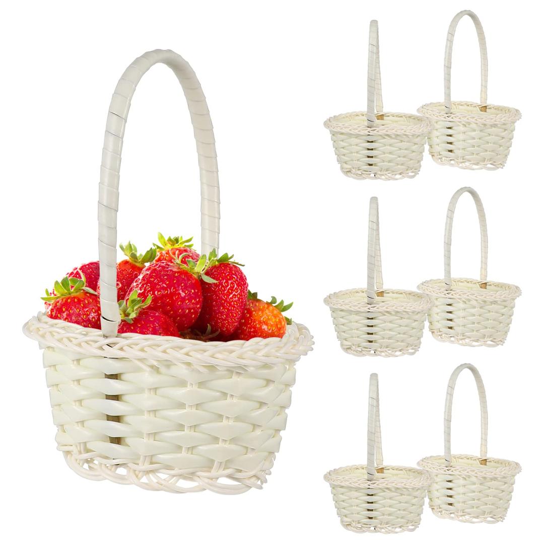 Basket Basket 10 Pcs Woven Storage Baskets with Handle Farmhouse Style Rattan Flower Baskets for Picnics Wedding Home Decoration Flower Gathering Basket Baskets Candy