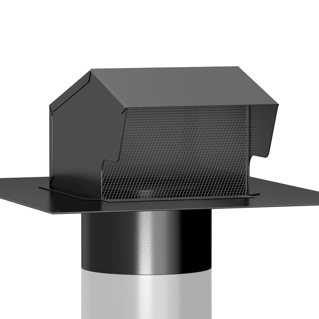 Roof Vent Cap - Hon&Guan Roof Vents 4 Inch Galvanized Steel Bathroom 4 Roof Exhaust Vent for Ventilation System-with Damper, Black