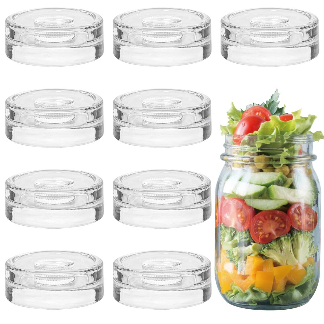 Eleganttime 9 Packing Fermentation Glass Weights with Easy Grip Grooved Handles Heavy Fermenting Lids Kit For Wide Mouth Mason Jar