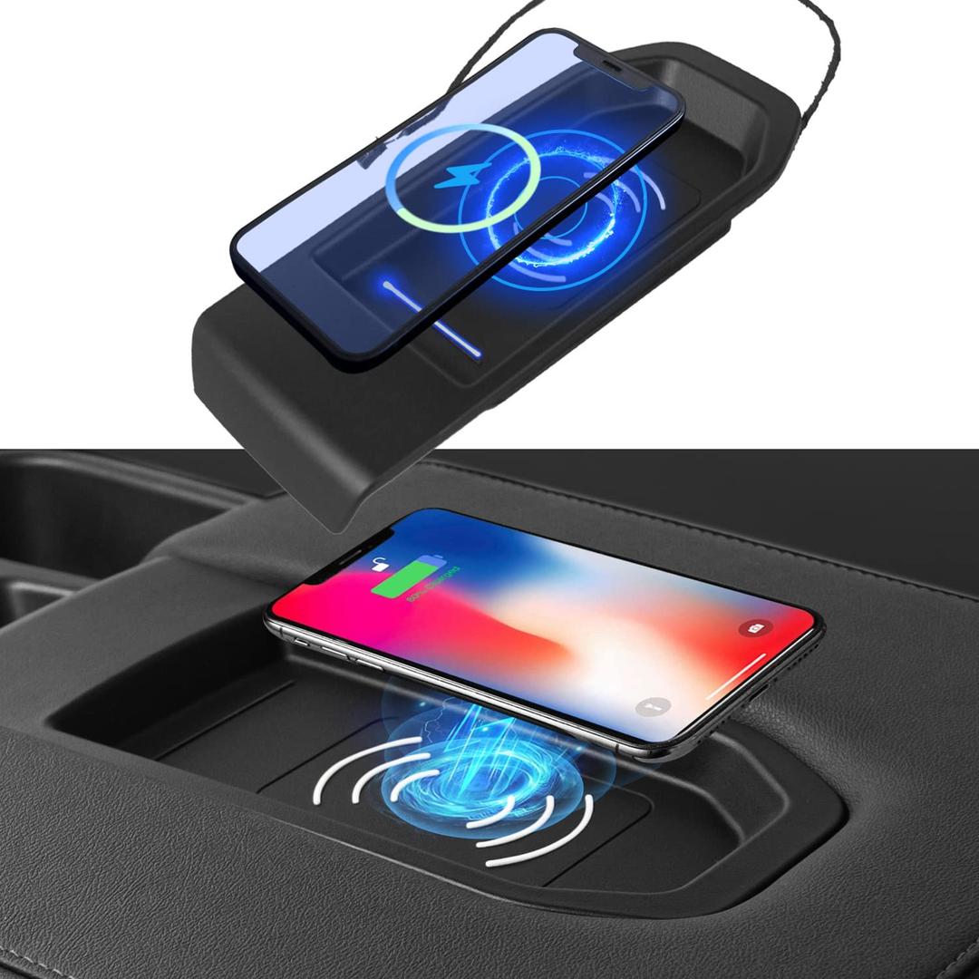 Xipoo Wireless Charger Compatible with 2019-2021 Chevy Silverado GMC Sierra Wireless Charger Tray 15W Fast Wireless Charger Replacement for 19-21 Chevy Silverado Accessories (Fit Jump Seat, 2019-2021)