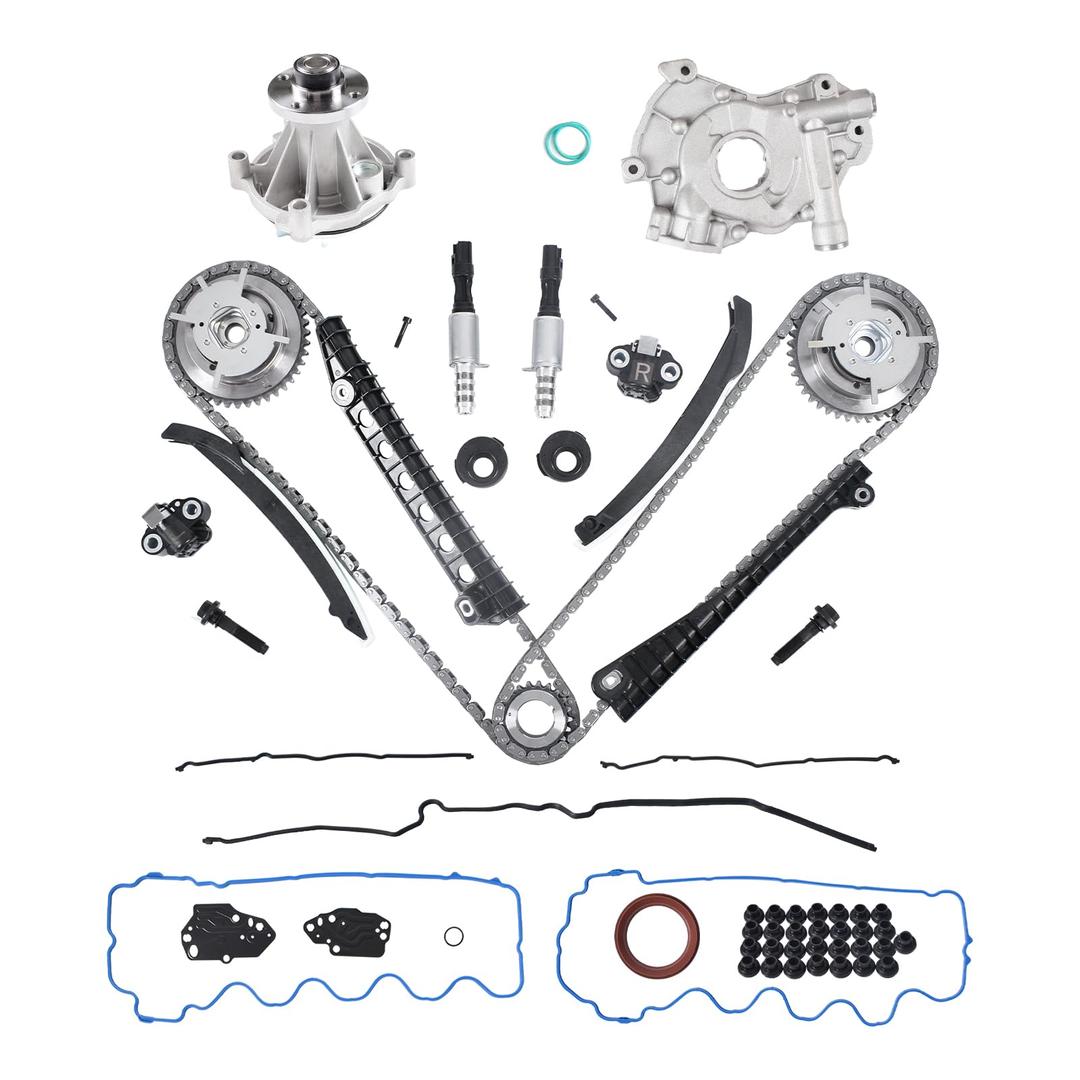 5.4 Timing Chain Kit with Water Pump, Oil Pump, Cam phaser Tensioner VVT Valves for 2004-2009 Ford F-150 2005-2010 Lincoln Navigator 5.4L Triton 3R2Z-6A257-DA