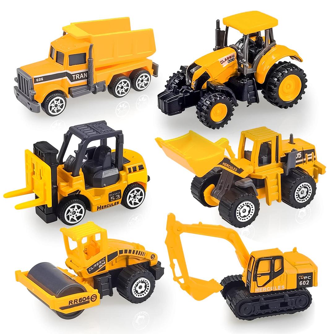 6 Pack Diecast Construction Vehicle Toy, Mini Model Construction Vehicle Toy Set for Boys Girls Age 1-3 4 5 6 7 Years Birthday Party Favors Gift & Goodie Bags Stuffers