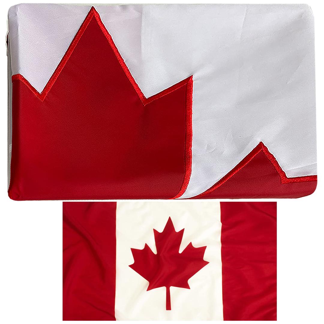 Canada Canadian Flag Embroidered 3x5 Outdoor Double Sided Heavy Duty Canadian National Flags Banner for Outside 3ply Embroidered with 2 Brass Grommets Vivid Colors Waterproof