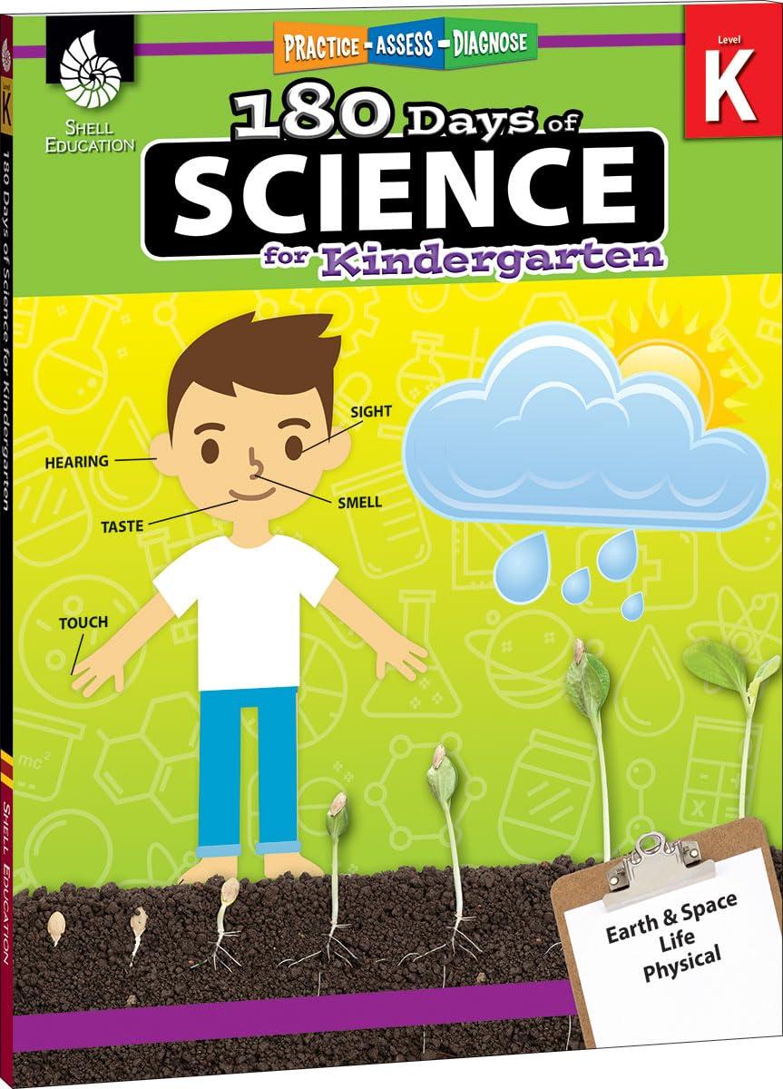 180 Days: Science, Earth and Space Science for Kindergarten Practice Workbook for Classroom and Home, Cool and Fun Practice Created by Teachers