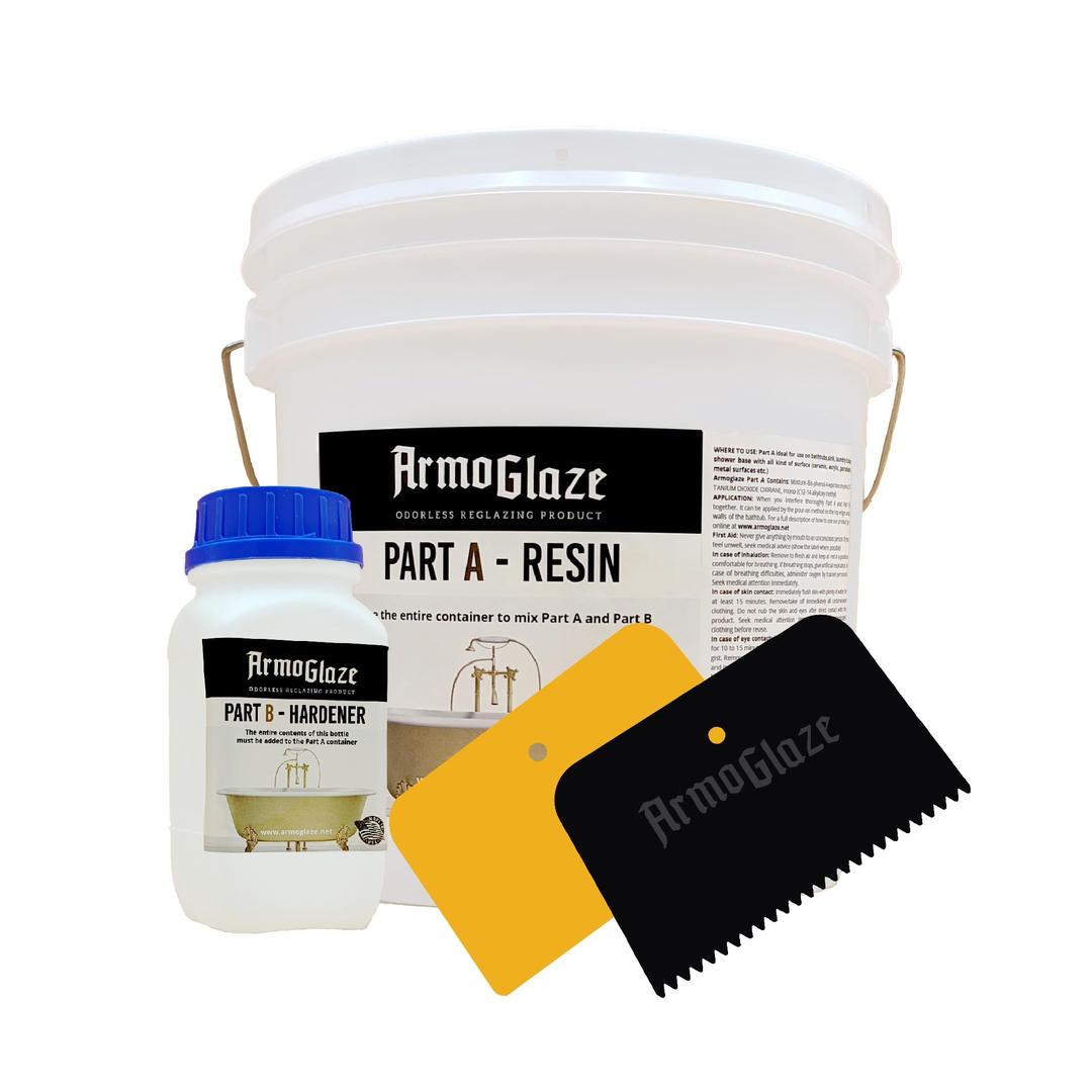 USA-Made Bathtub Refinishing Kit - Easy Pour-on Application, Odorless, White Epoxy-Coating - 2.7 kg