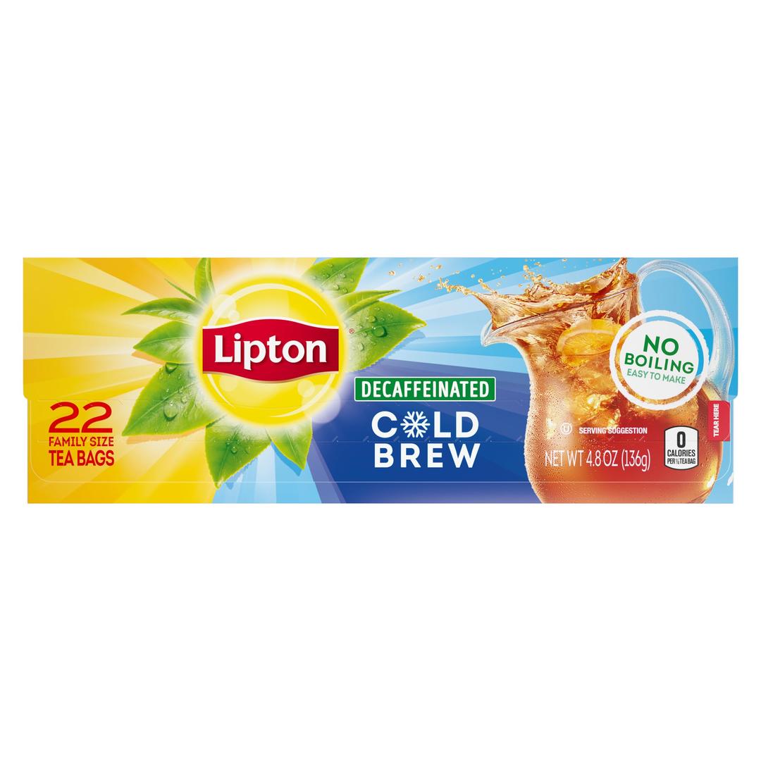 Lipton Decaf Cold Brew Iced Tea Bags, Family Size Iced Tea Bags, 22 Total Tea Bags